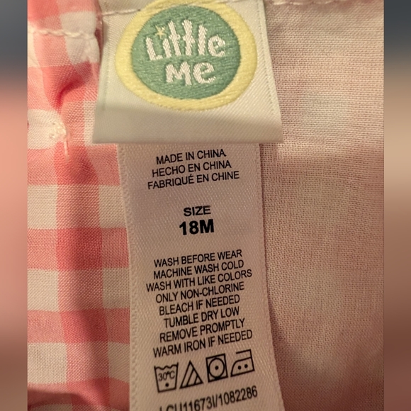 Little Me Pink and White Gingham Dress - Picture 3 of 3